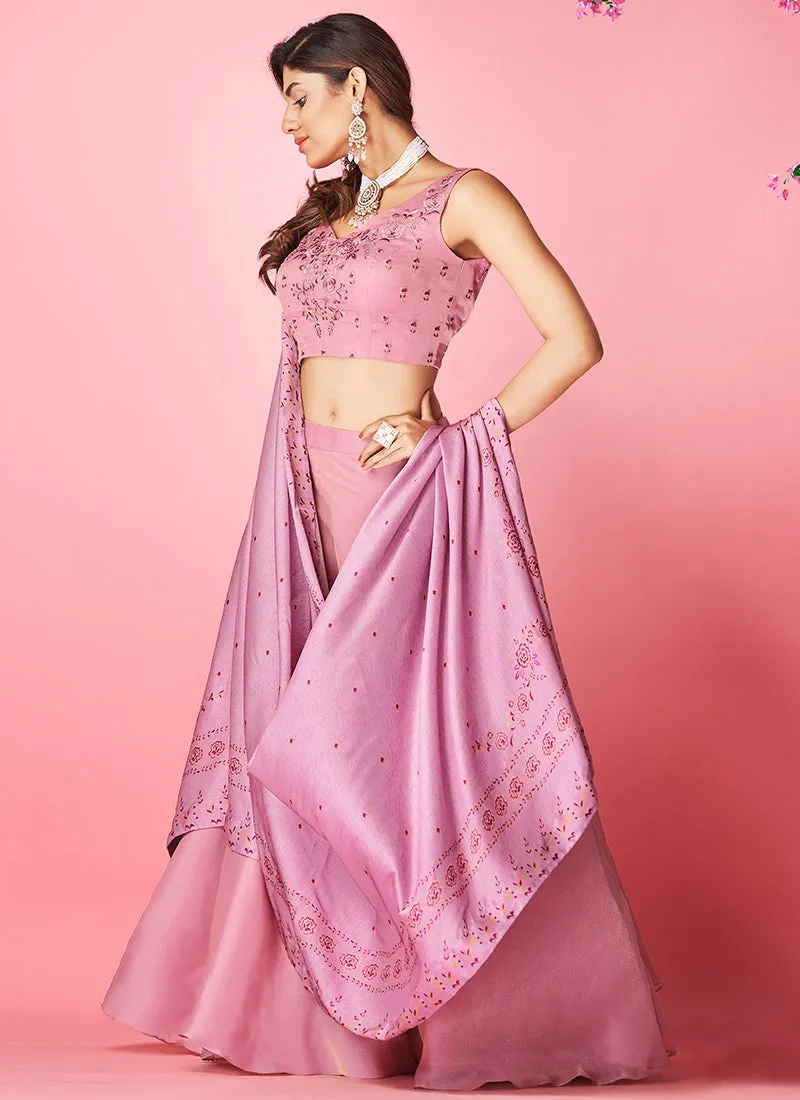 Lavender Multi Embroidered Wedding Lehenga Choli