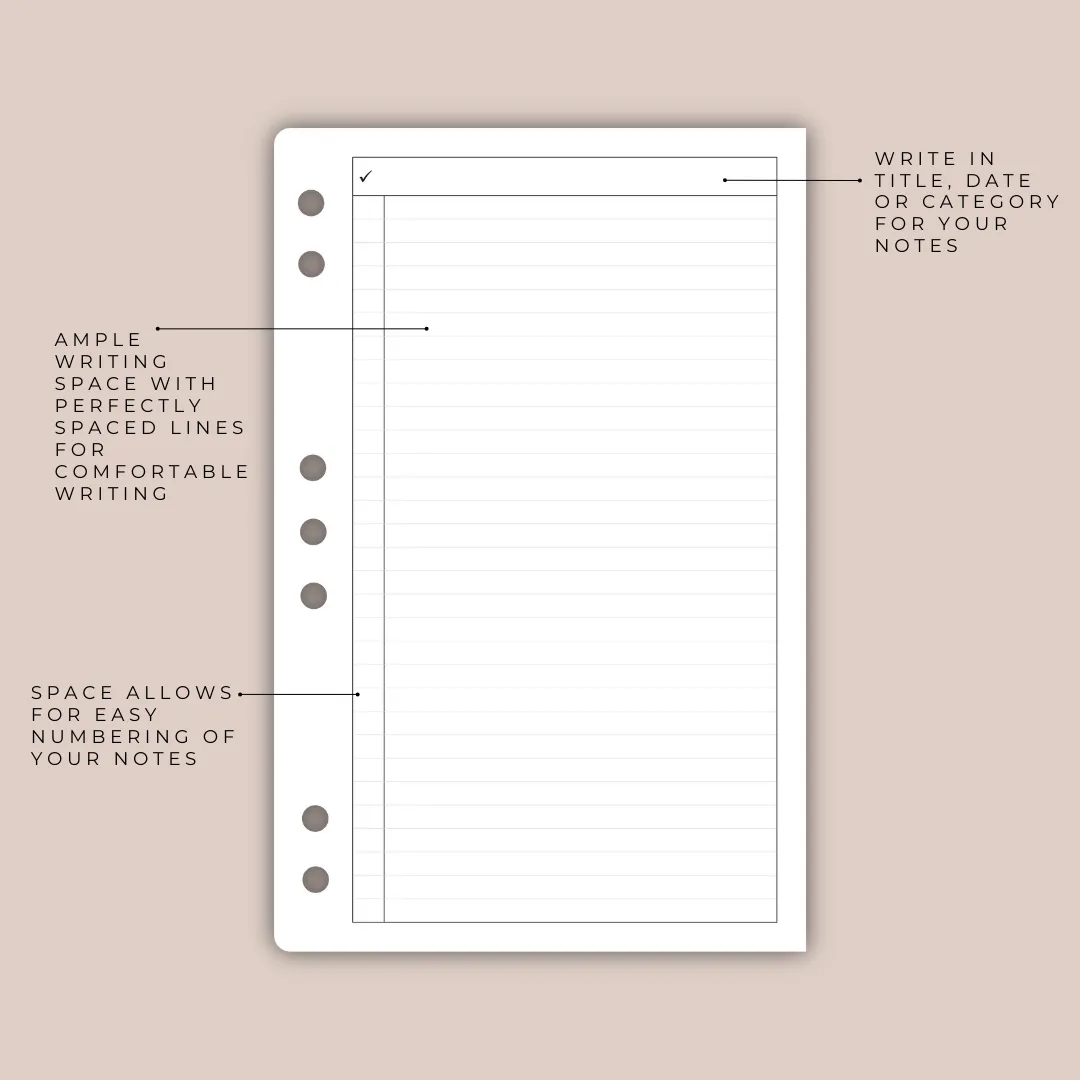 Lined Planner Inserts