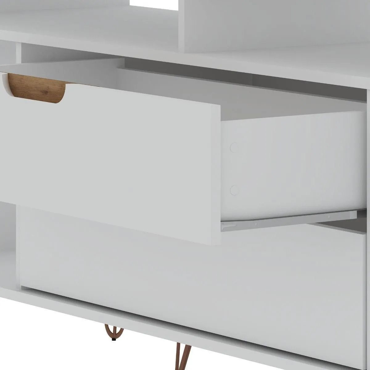 Manhattan Comfort Rockefeller 63 inch TV Stand with Metal Legs