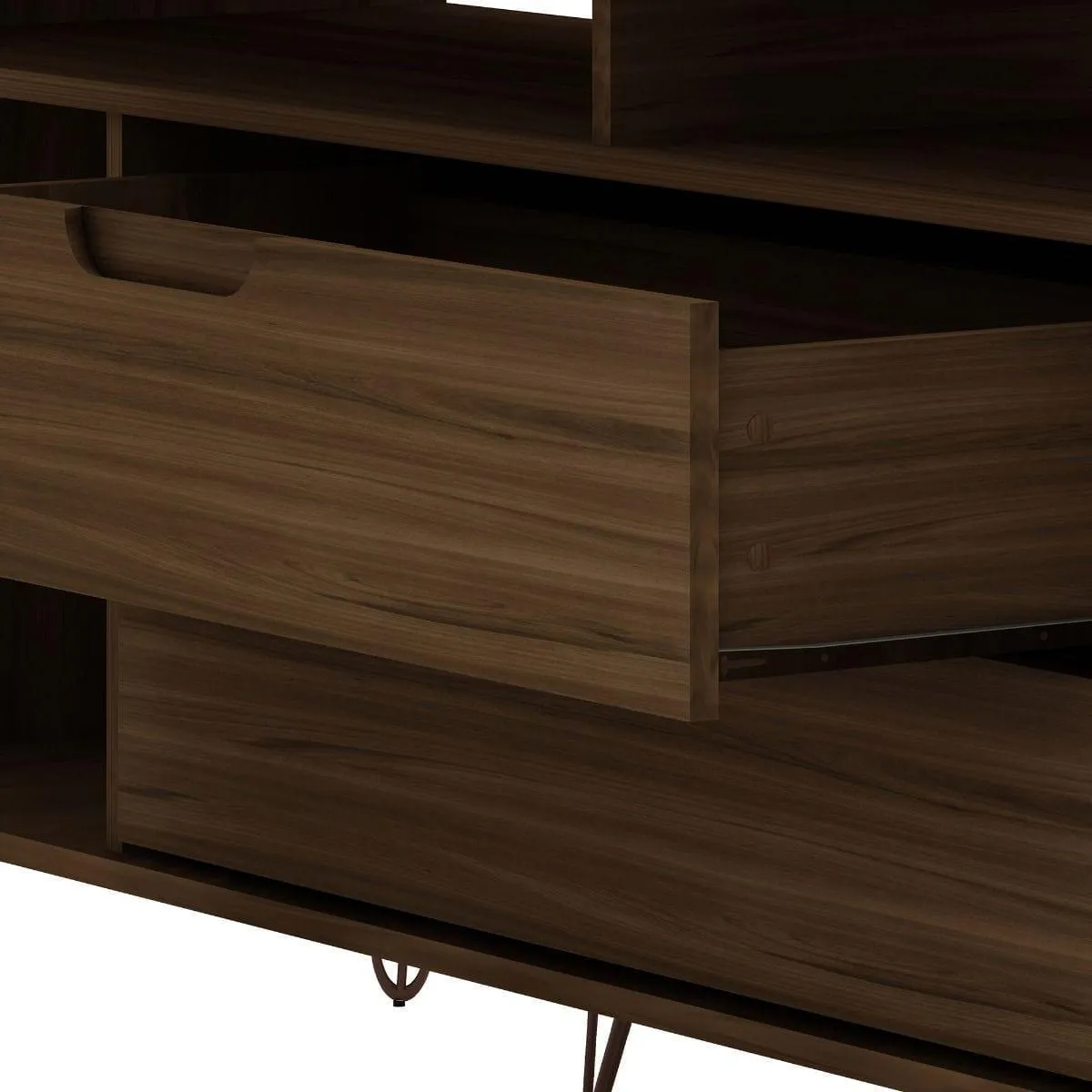 Manhattan Comfort Rockefeller 63 inch TV Stand with Metal Legs