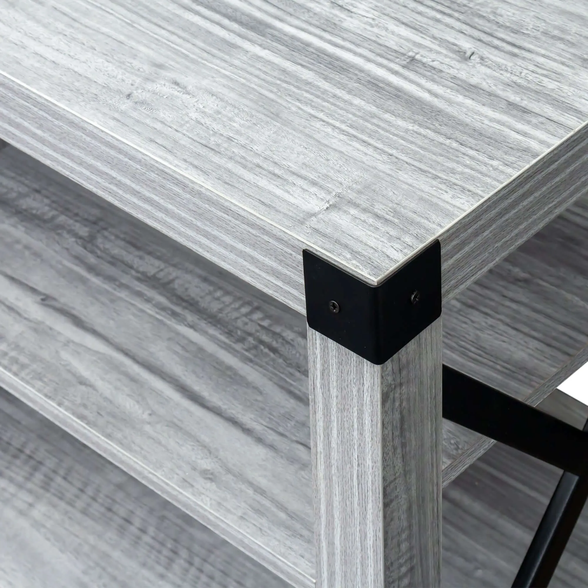 Media Console in Plaid Grey Oak – Sturdy & Stylish 61''