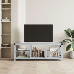 Media Console in Plaid Grey Oak – Sturdy & Stylish 61''