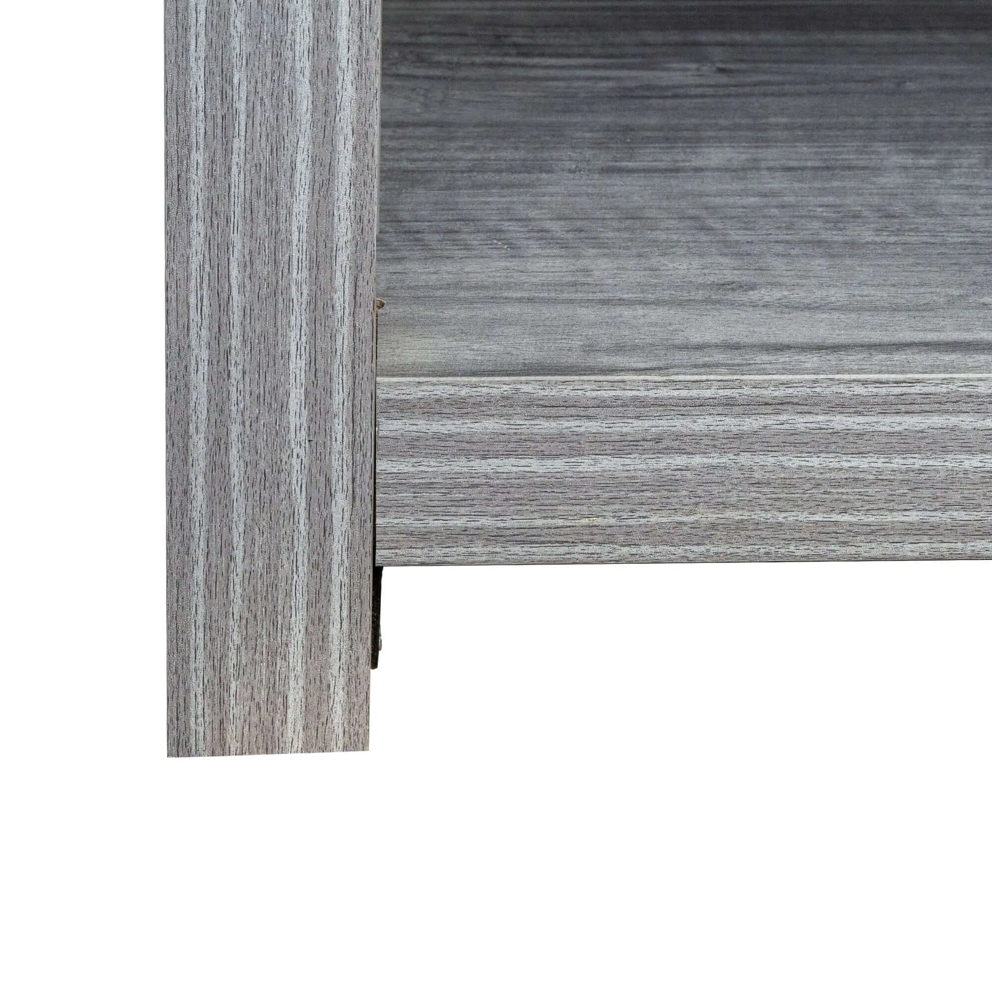 Media Console in Plaid Grey Oak – Sturdy & Stylish 61''