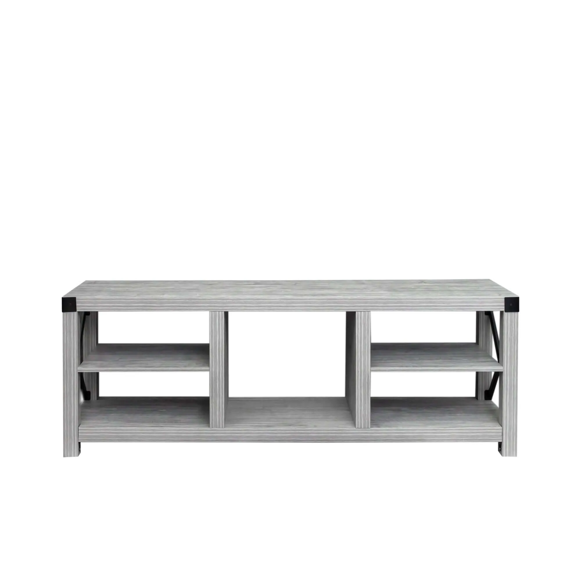 Media Console in Plaid Grey Oak – Sturdy & Stylish 61''