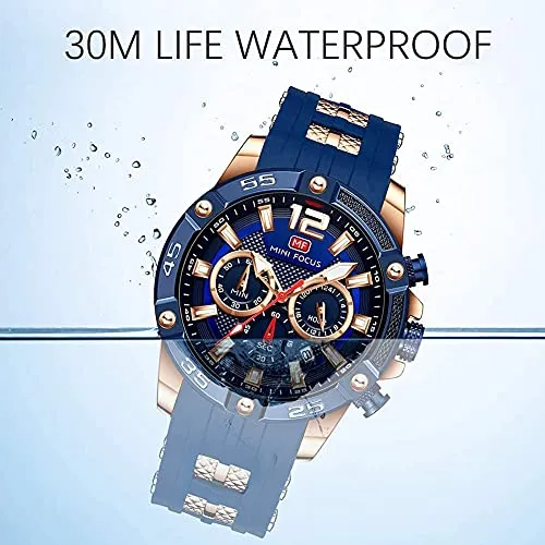 MFOCUSPro™ Men's Sport Analog Wristwatch - Chronograph, Silicone Strap, Waterproof