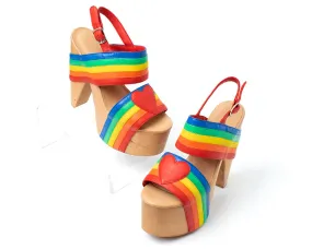 MODERN Hearts & Rainbows Platform Sandals | size US 9