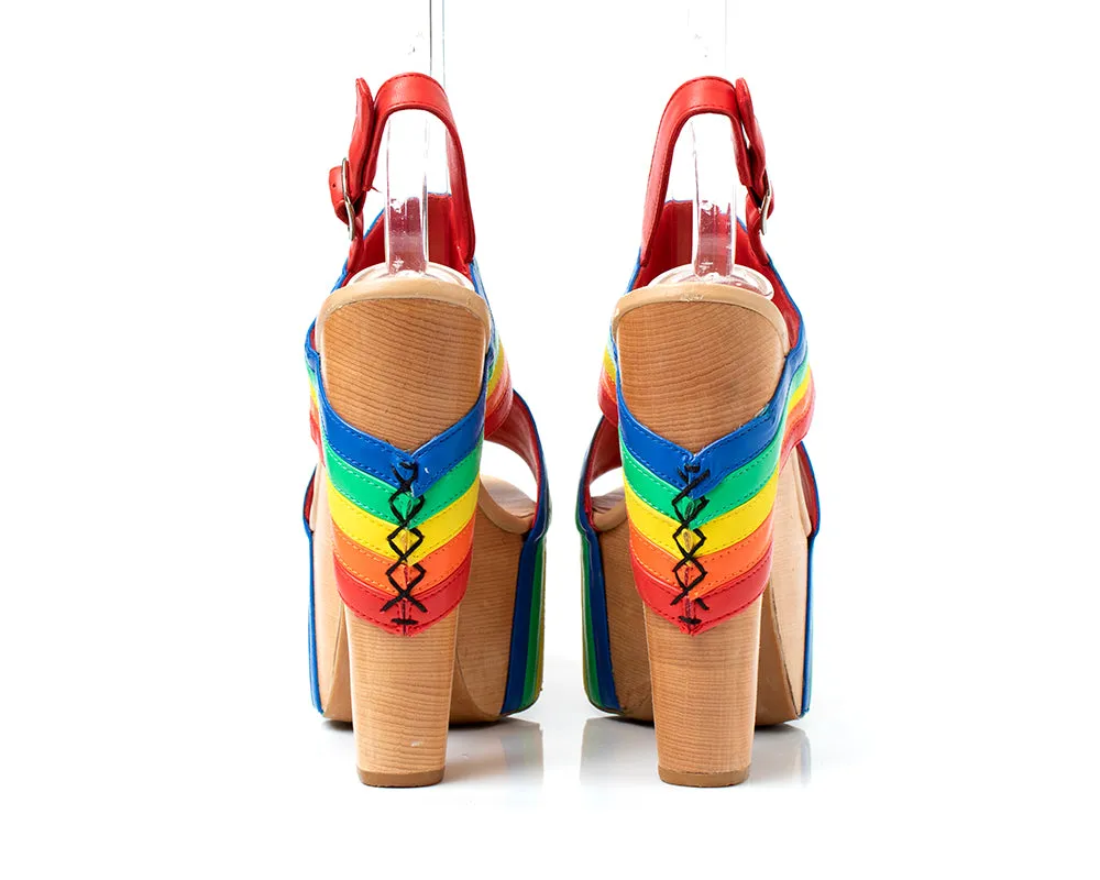 MODERN Hearts & Rainbows Platform Sandals | size US 9