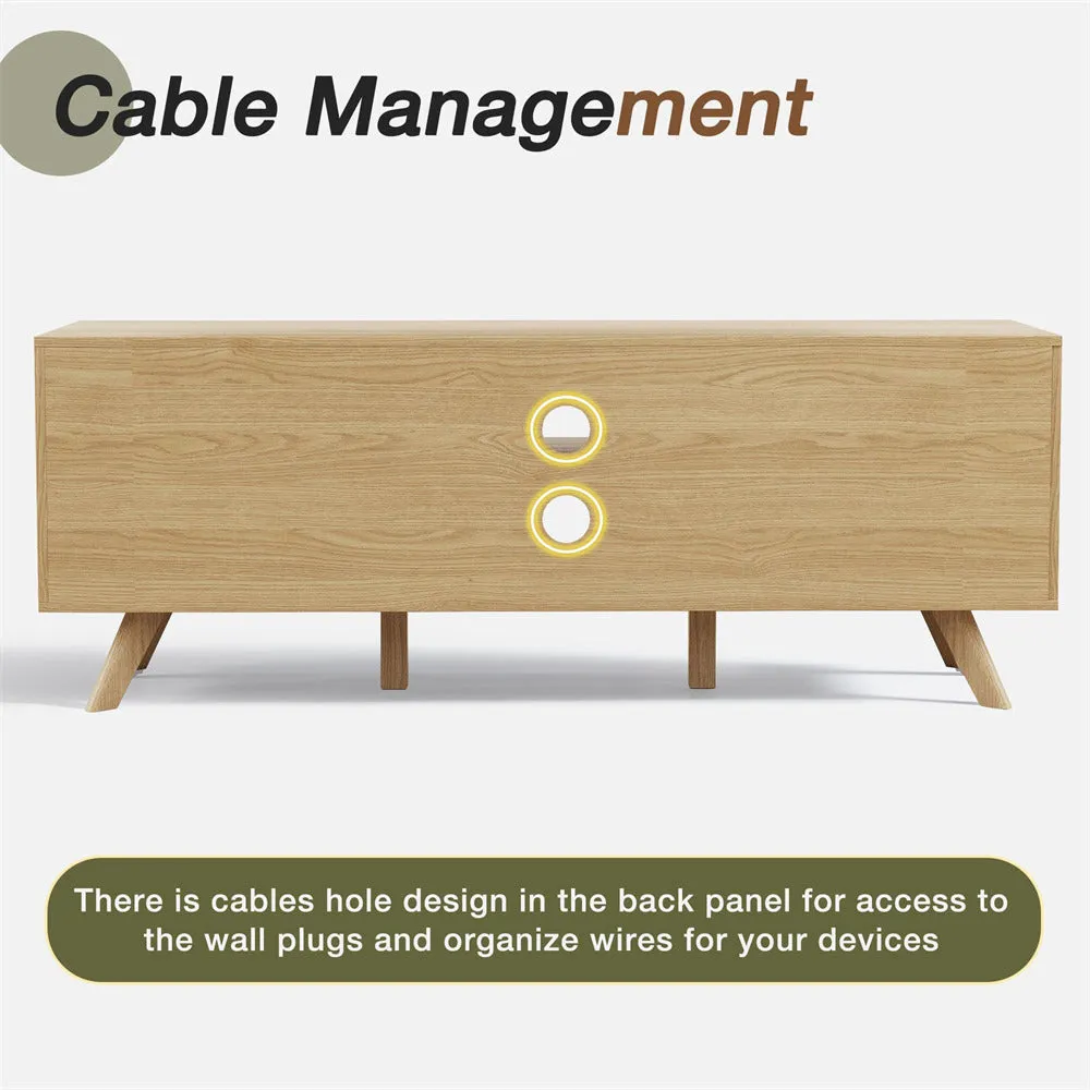 Modern Wooden TV Stand Console Table with Storage and Fluted Door