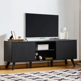 Modern Wooden TV Stand Console Table with Storage and Fluted Door