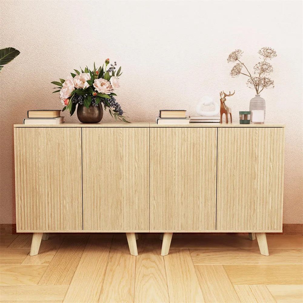 Modern Wooden TV Stand Console Table with Storage and Fluted Door