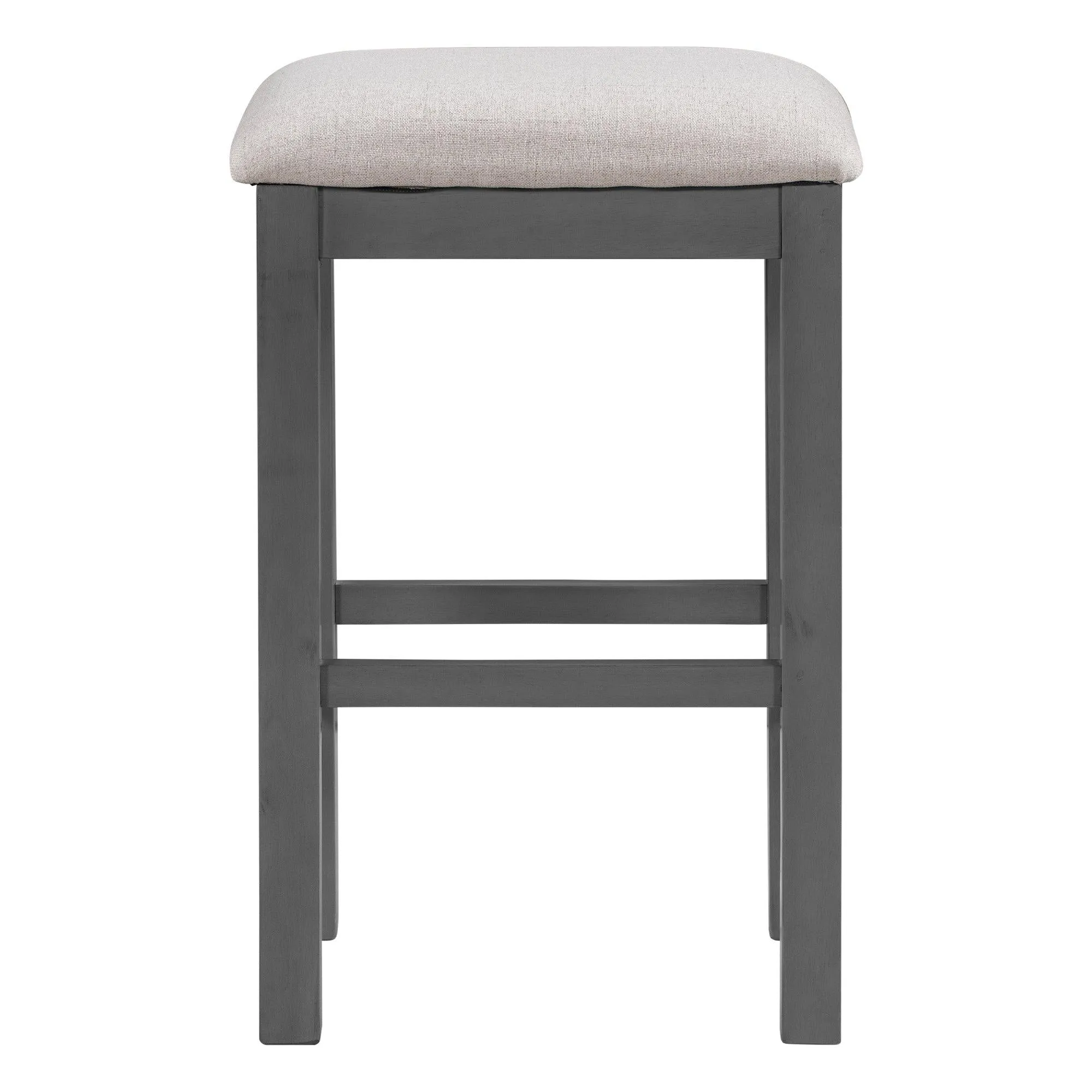 Multipurpose Home Kitchen Dining Bar Table Set with 3 Upholstered Stools(Gray)