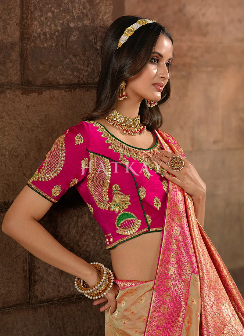 Mustard And Purple Patola Silk Saree