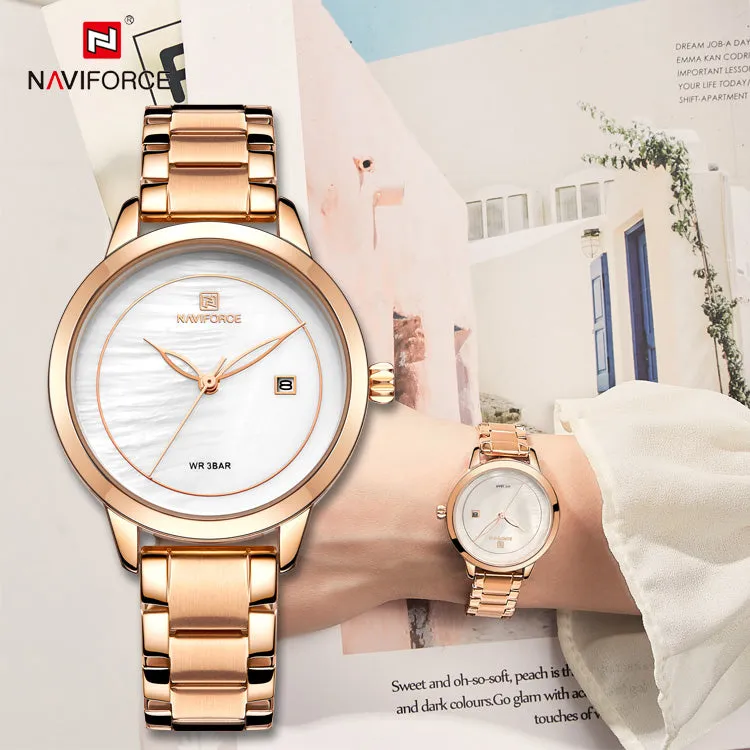 NAVIFORCE Brand Luxury Women Watch Fashion Casual Lady Waterproof Clock Women's Wristwatch Quartz Watch NF5008