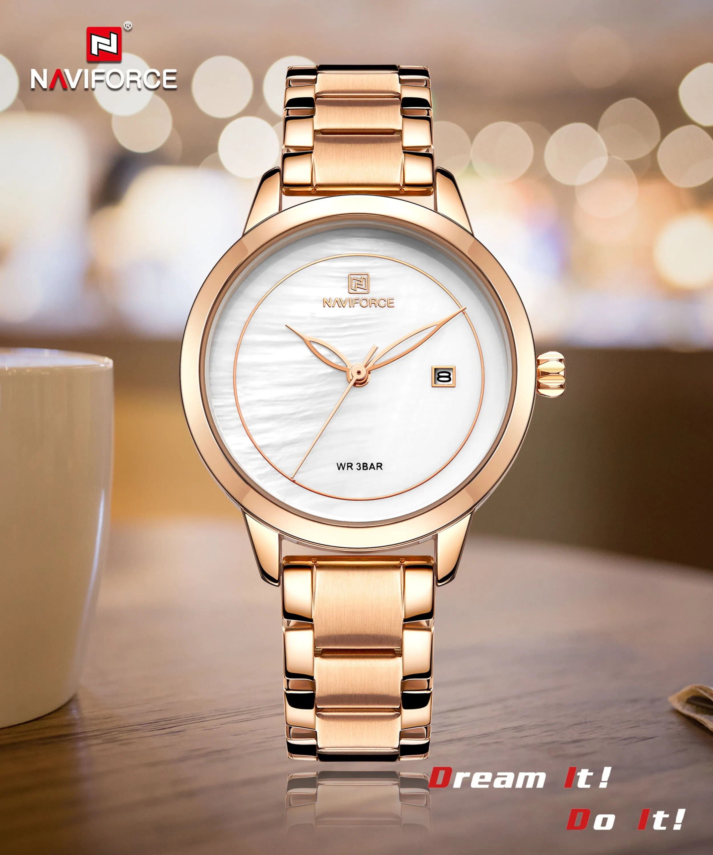 NAVIFORCE Brand Luxury Women Watch Fashion Casual Lady Waterproof Clock Women's Wristwatch Quartz Watch NF5008