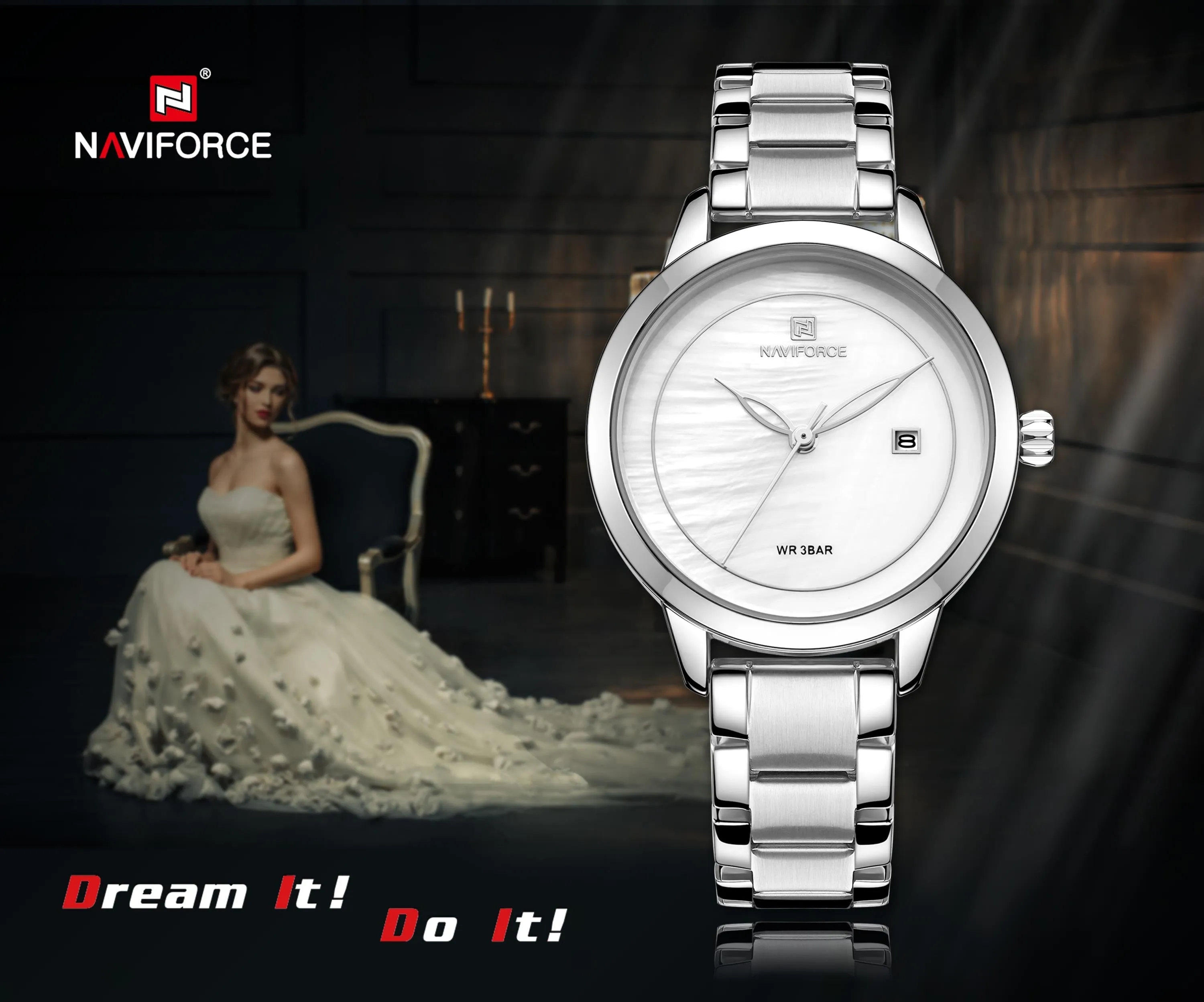 NAVIFORCE Brand Luxury Women Watch Fashion Casual Lady Waterproof Clock Women's Wristwatch Quartz Watch NF5008