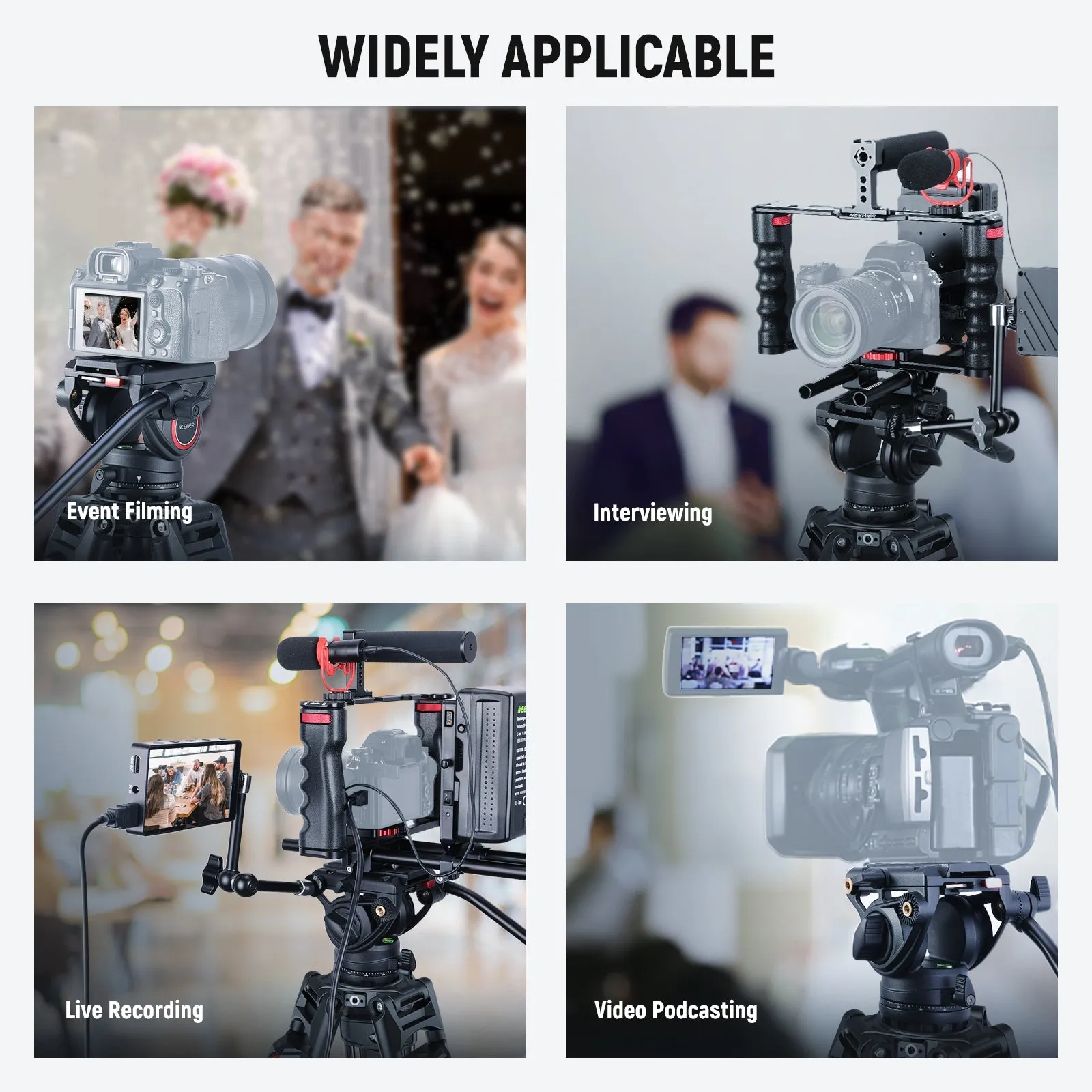 NEEWER LL27 76" Video Camera Tripod with Fluid Head