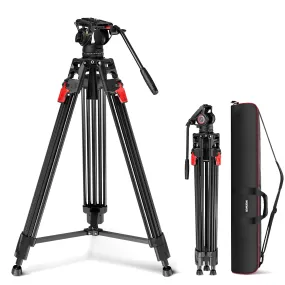 NEEWER LL27 76" Video Camera Tripod with Fluid Head