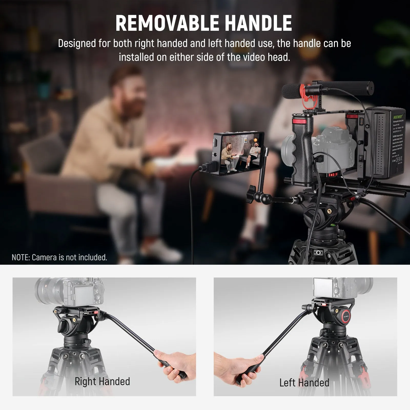 NEEWER LL27 76" Video Camera Tripod with Fluid Head