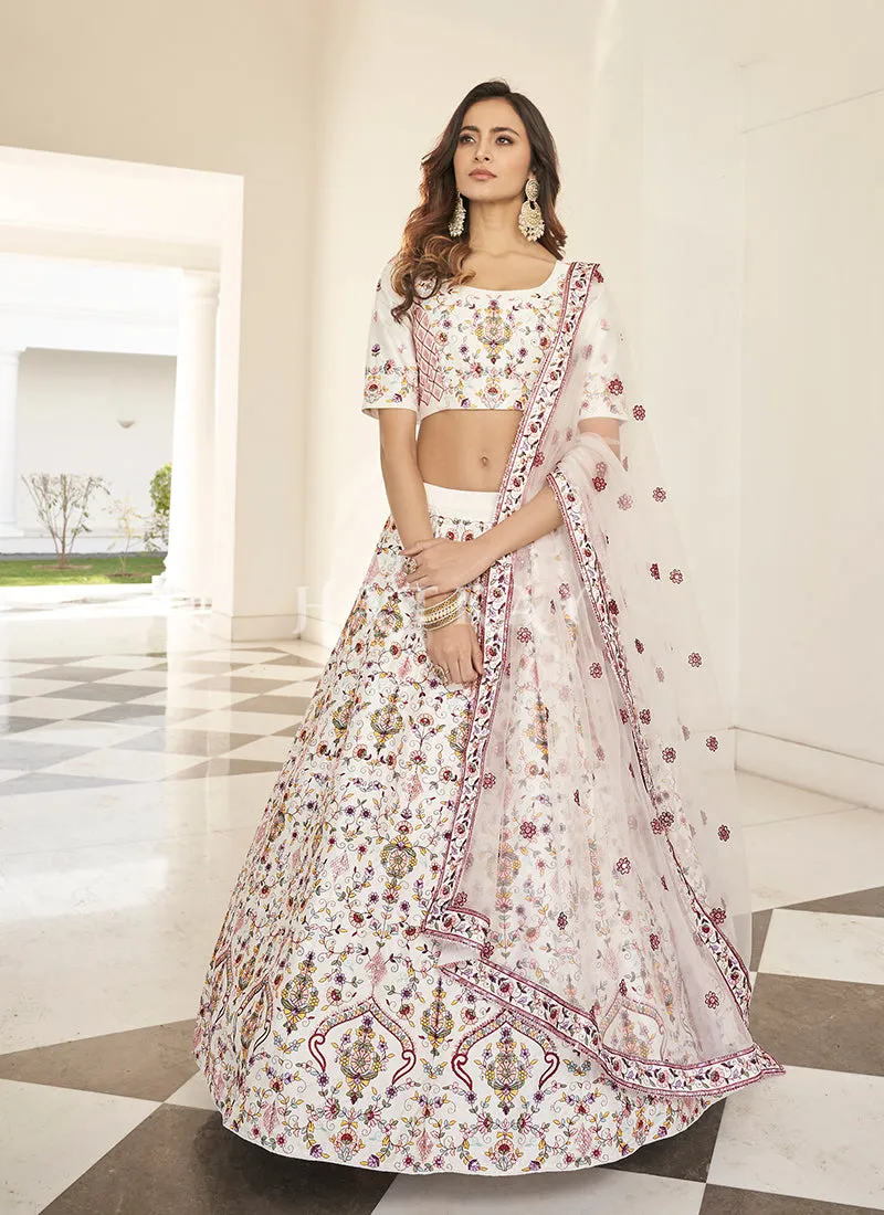 Off White Multi Embroidered Traditional Lehenga Choli