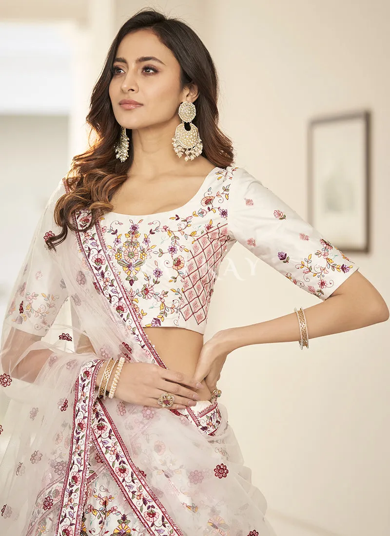 Off White Multi Embroidered Traditional Lehenga Choli