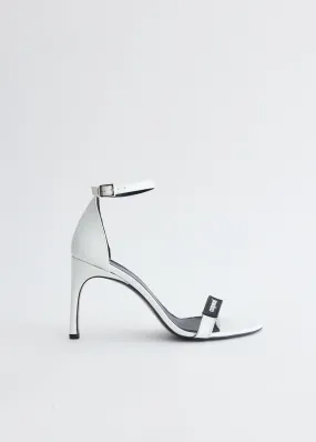 Patent Skinny Strap Logo Sandals