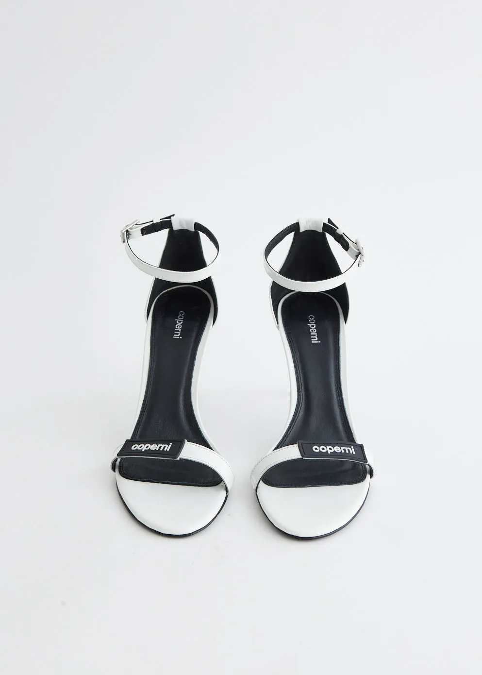 Patent Skinny Strap Logo Sandals