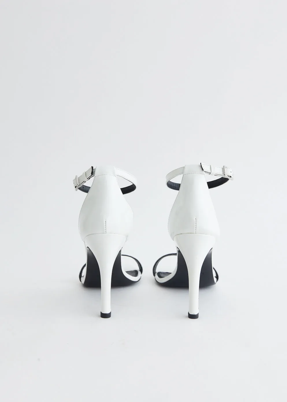 Patent Skinny Strap Logo Sandals
