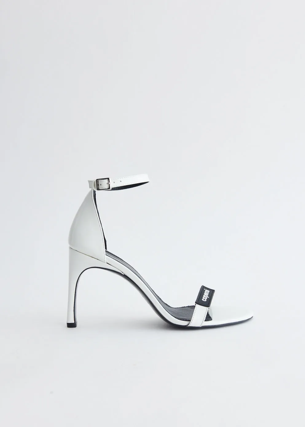 Patent Skinny Strap Logo Sandals