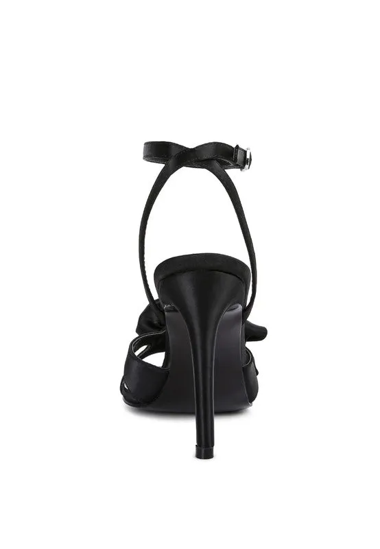 Perfect Rose Bow Satin Heeled Sandals
