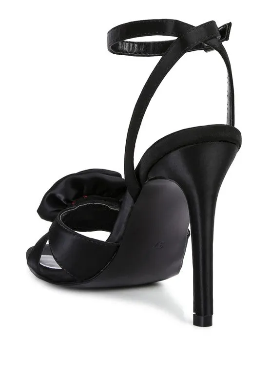 Perfect Rose Bow Satin Heeled Sandals