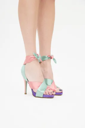 Purple & Multicolour Satin Wrap Sandal