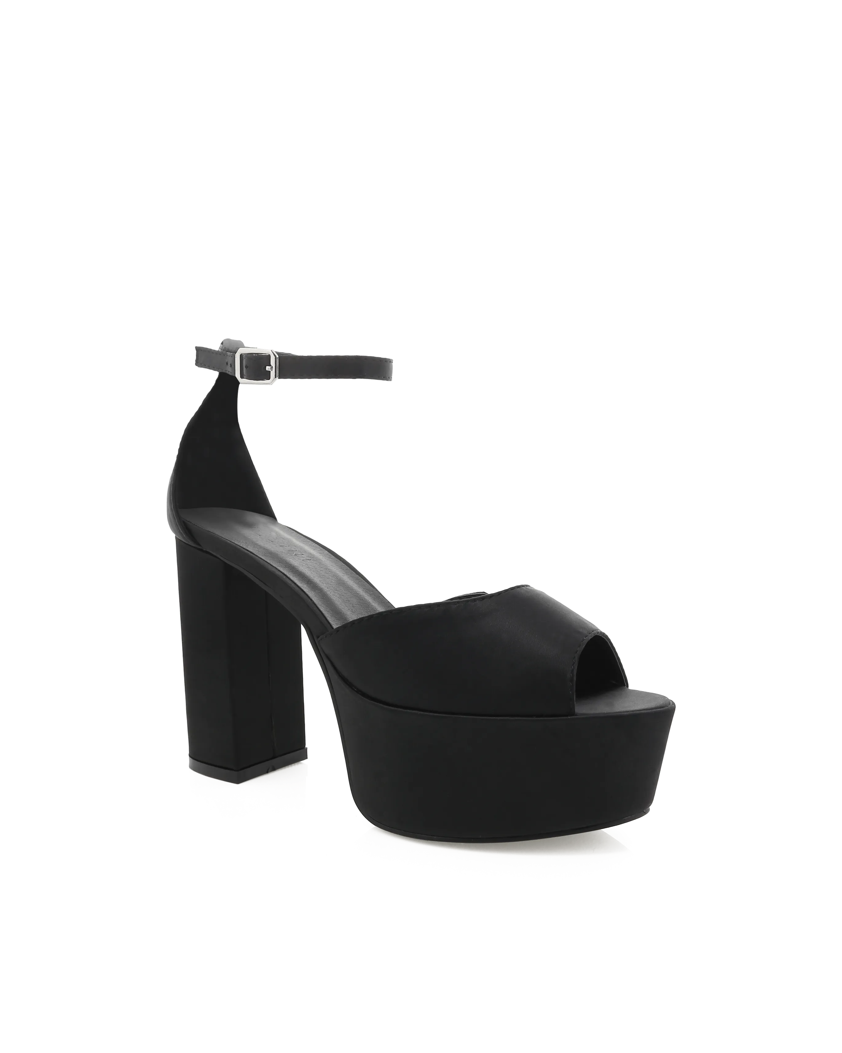 Romara Platform Black Satin