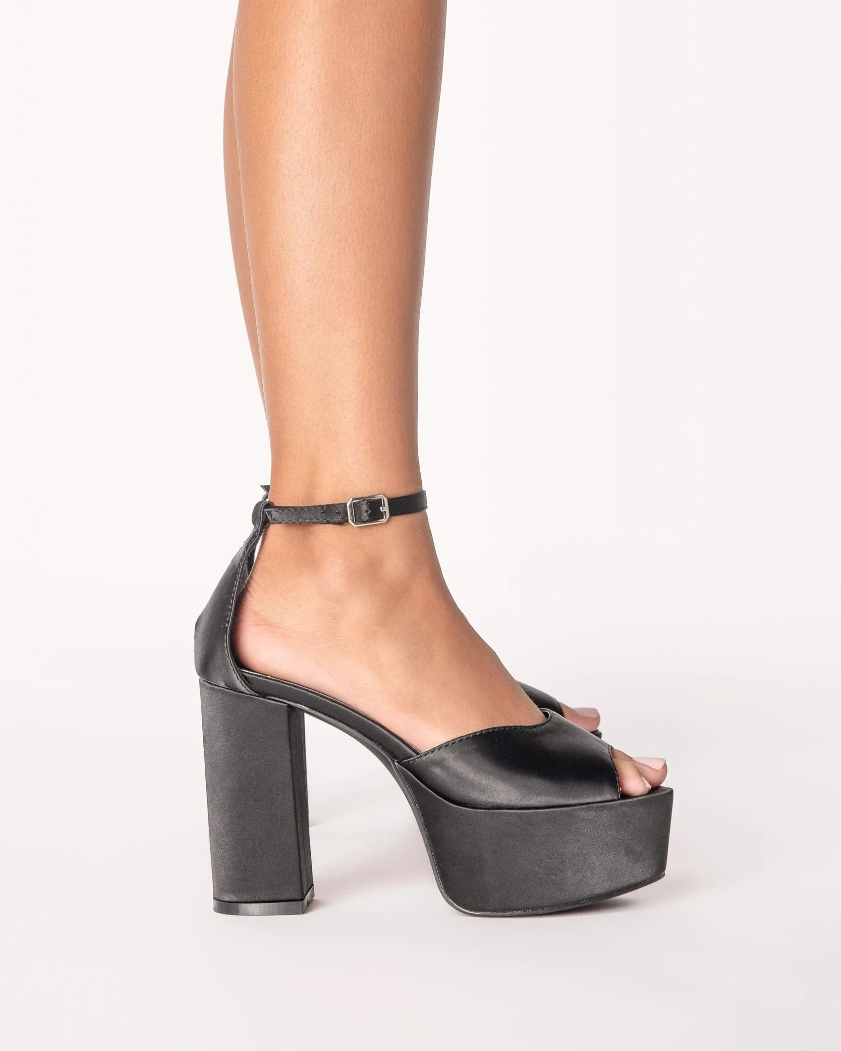 Romara Platform Black Satin