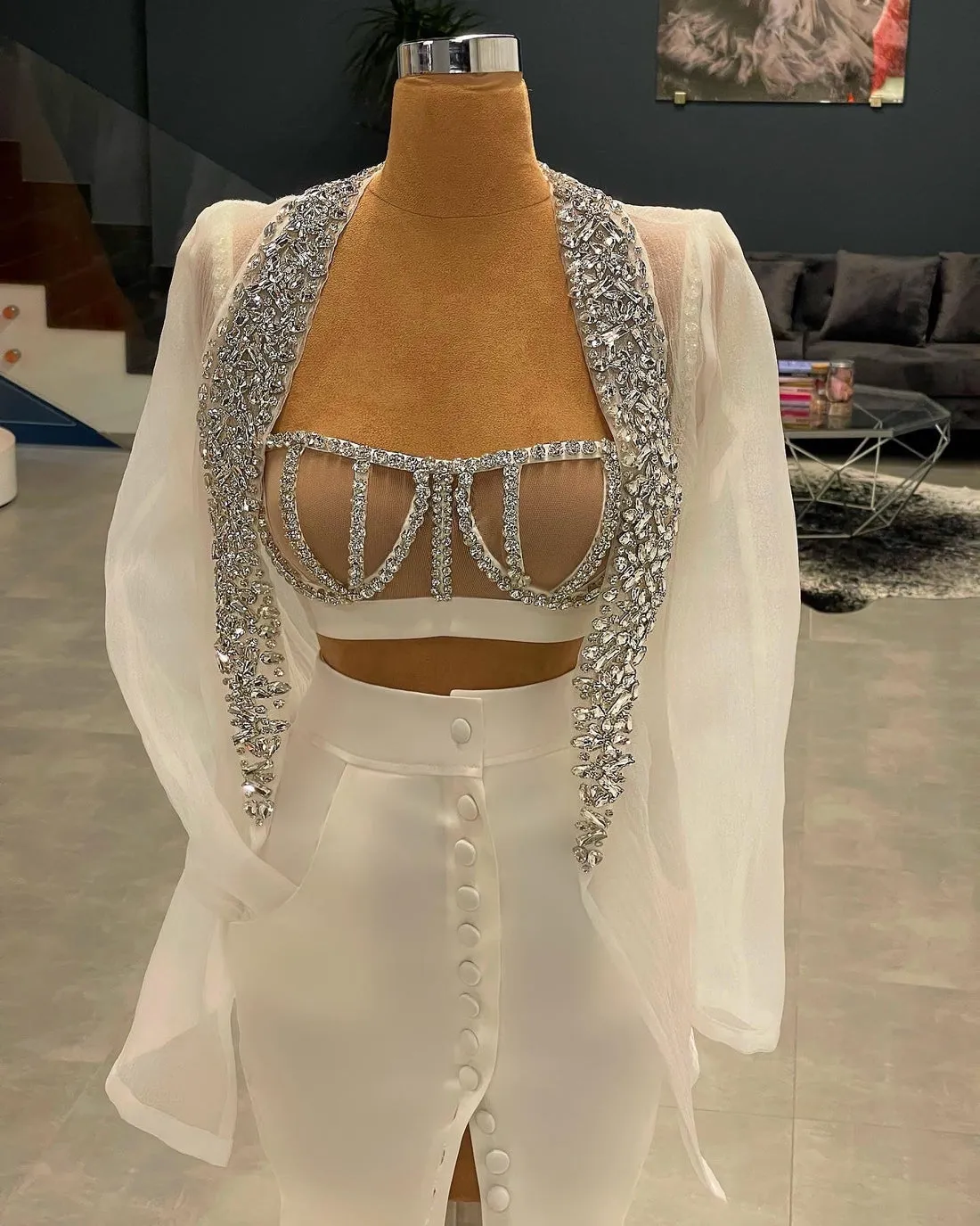 Royalty White Elegant 3-Piece Evening Dress