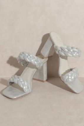 Savannah Braided Metallic Block Heels: Silver