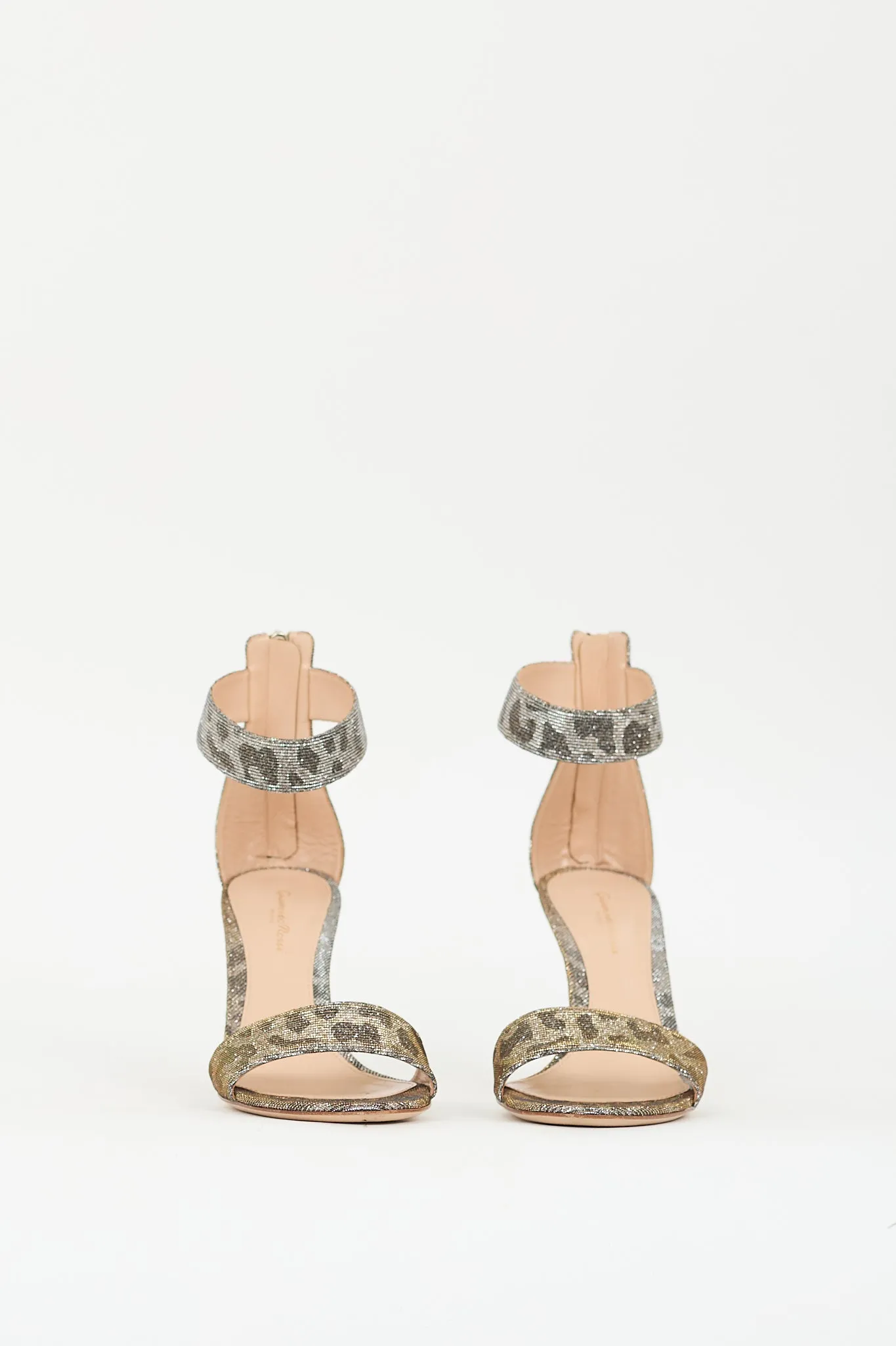Silver & Gold Patterned Glitter Heeled Sandal
