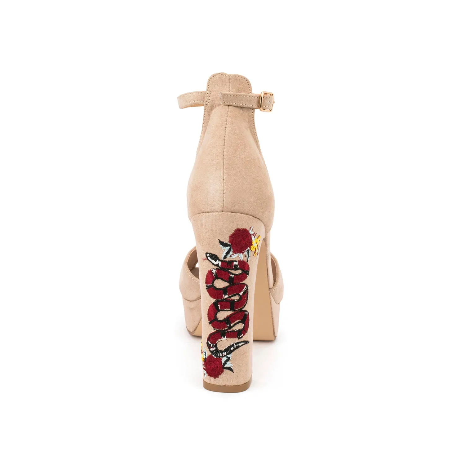 Snake Detail Platform Block Heels
