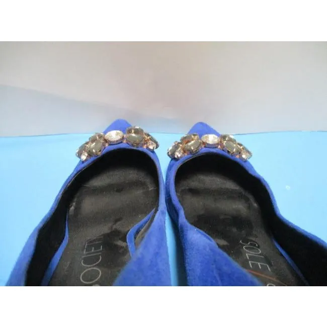 Sole Society Blue Royal Suede Embellished Vamp Pumps Size Us