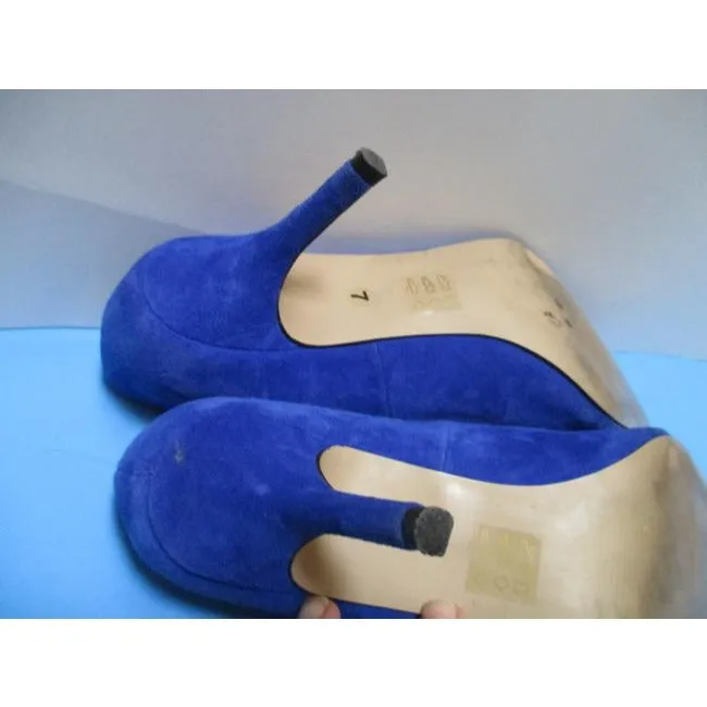 Sole Society Blue Royal Suede Embellished Vamp Pumps Size Us