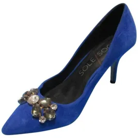 Sole Society Blue Royal Suede Embellished Vamp Pumps Size Us