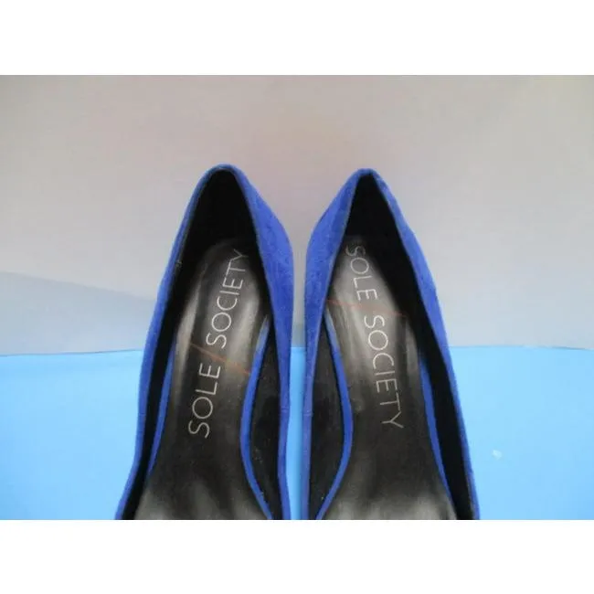 Sole Society Blue Royal Suede Embellished Vamp Pumps Size Us