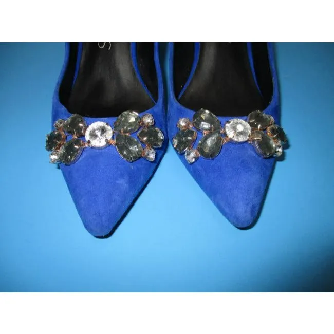 Sole Society Blue Royal Suede Embellished Vamp Pumps Size Us