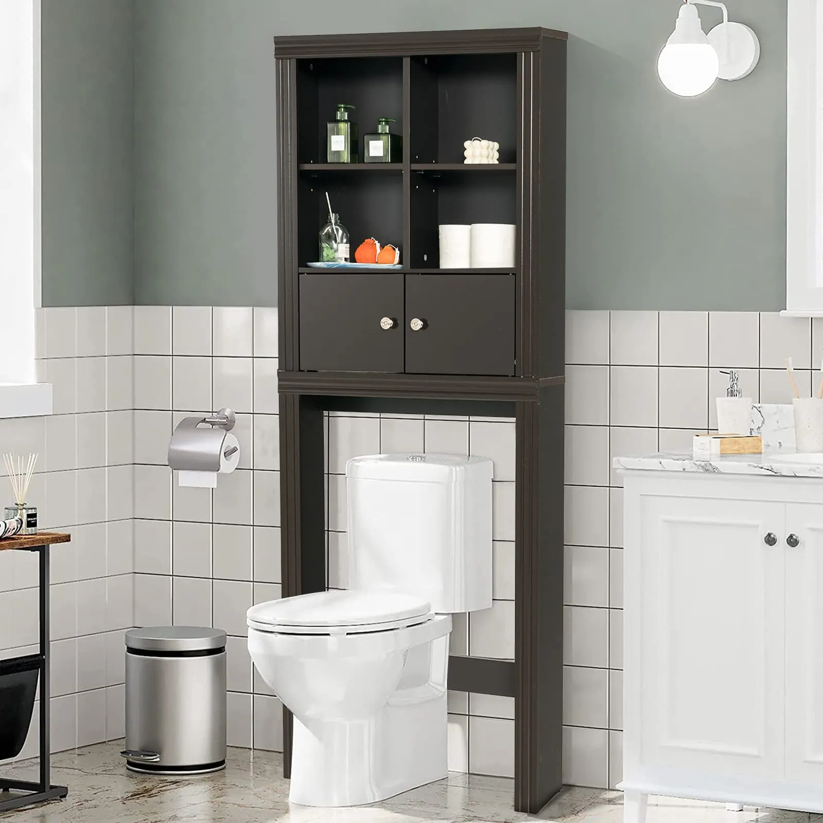 Tangkula Over The Toilet Storage Cabinet, Bathroom Space Saver Organizer