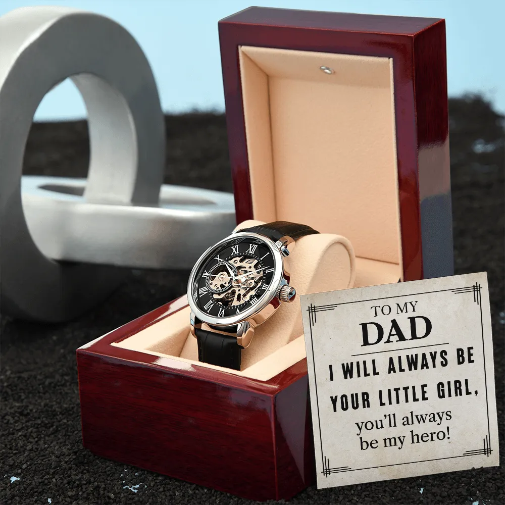 To My Dad | Your Little Girl | Men's Openwork Watch