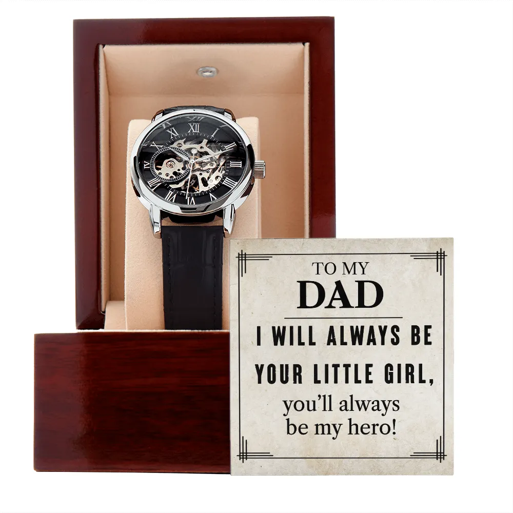 To My Dad | Your Little Girl | Men's Openwork Watch