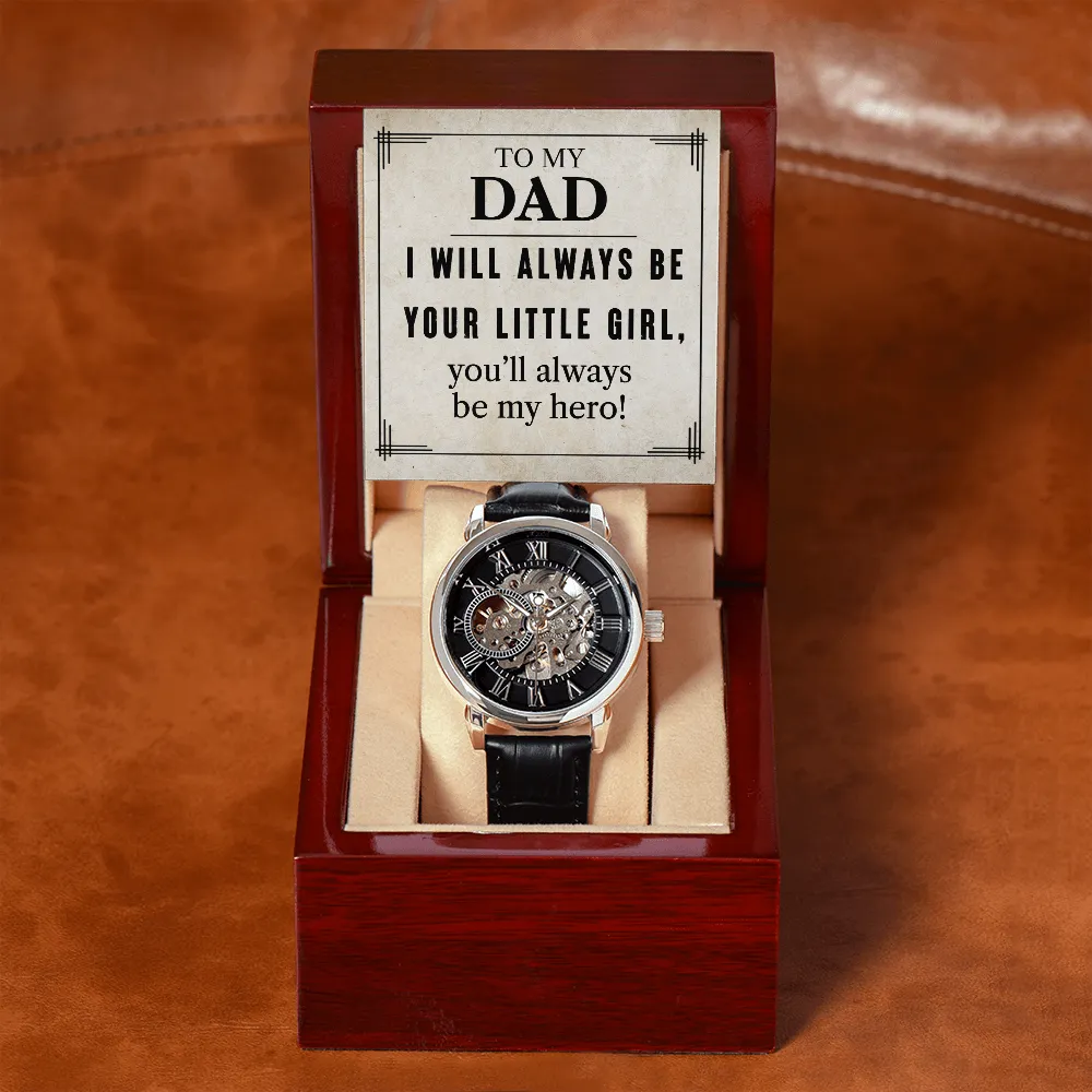 To My Dad | Your Little Girl | Men's Openwork Watch