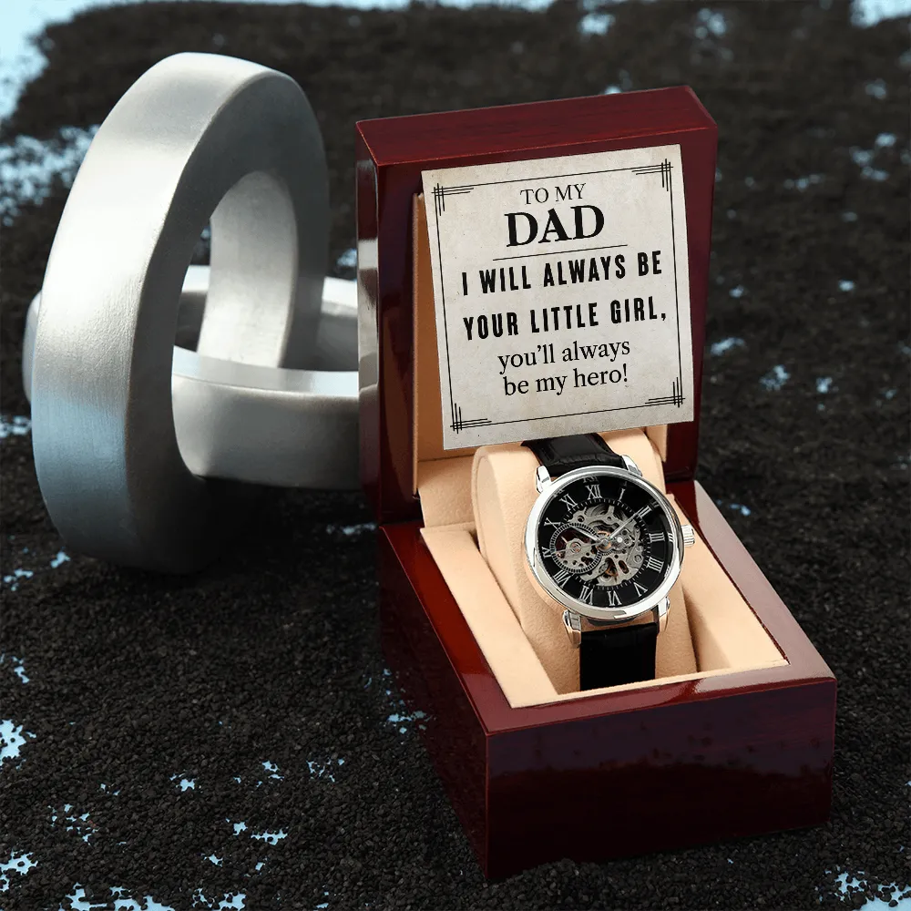 To My Dad | Your Little Girl | Men's Openwork Watch