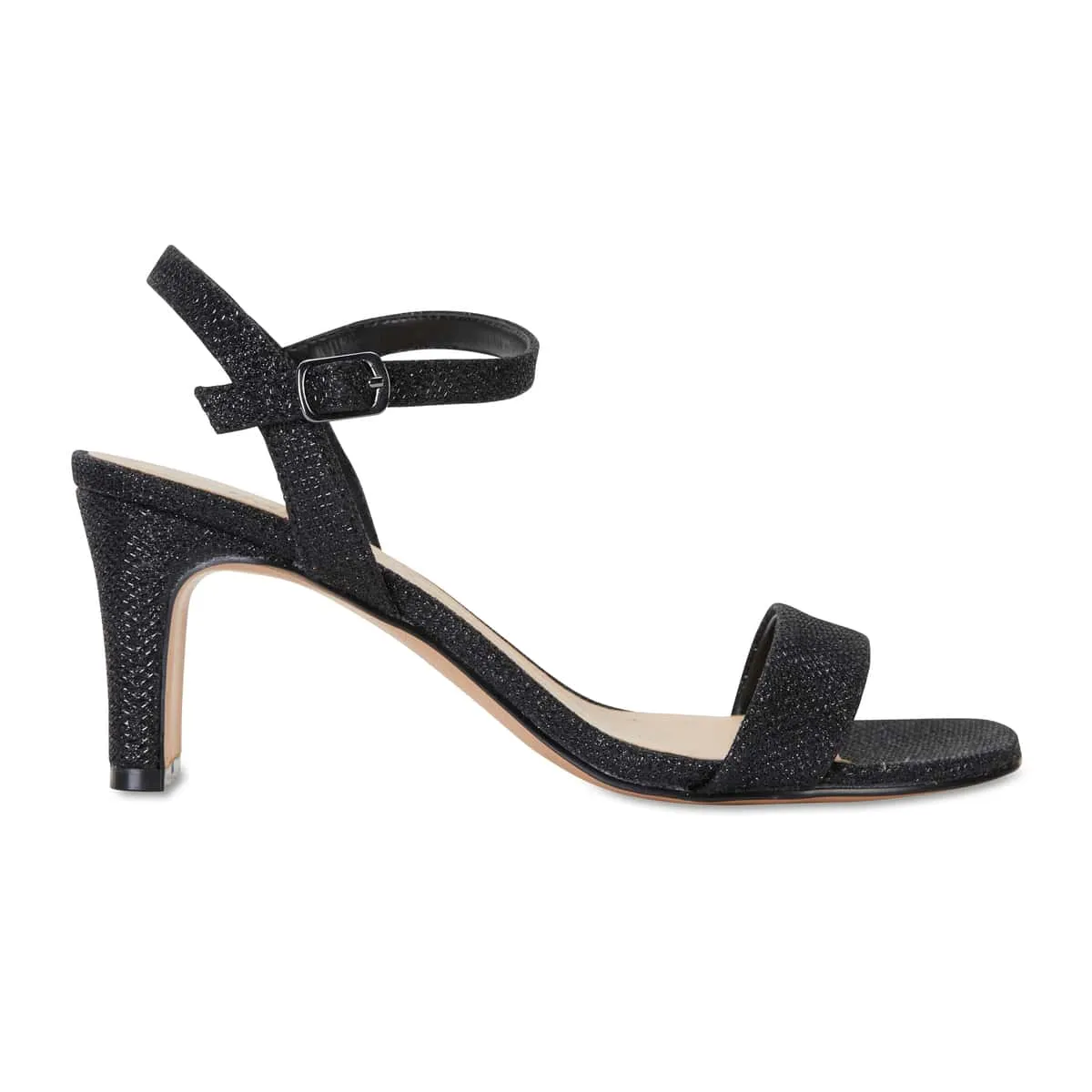 Unison Heel in Black Shimmer Fabric
