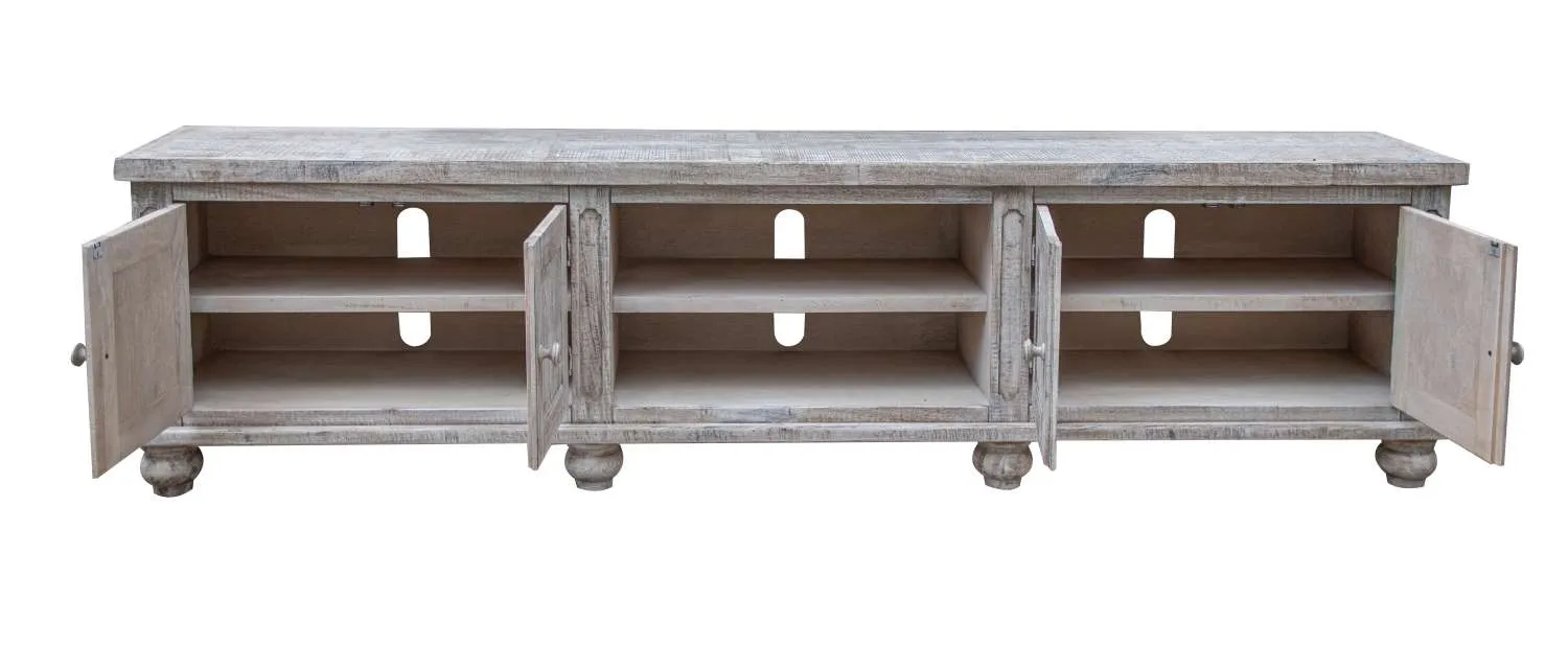 William 93" TV Stand - White Sea Finish