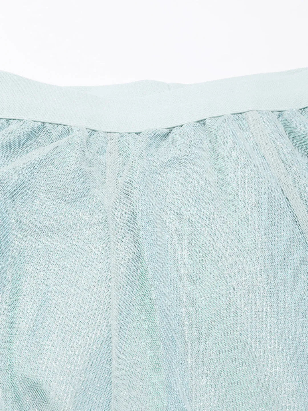 Women Solid Sea Green Flared Midi Sheer Skirt